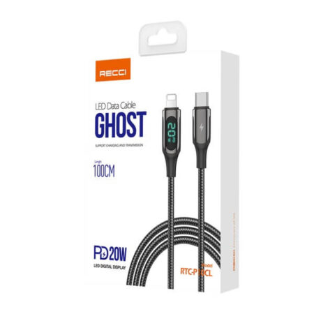 Recci RTC-P10CL PD 20W LED Data Cable GHOST