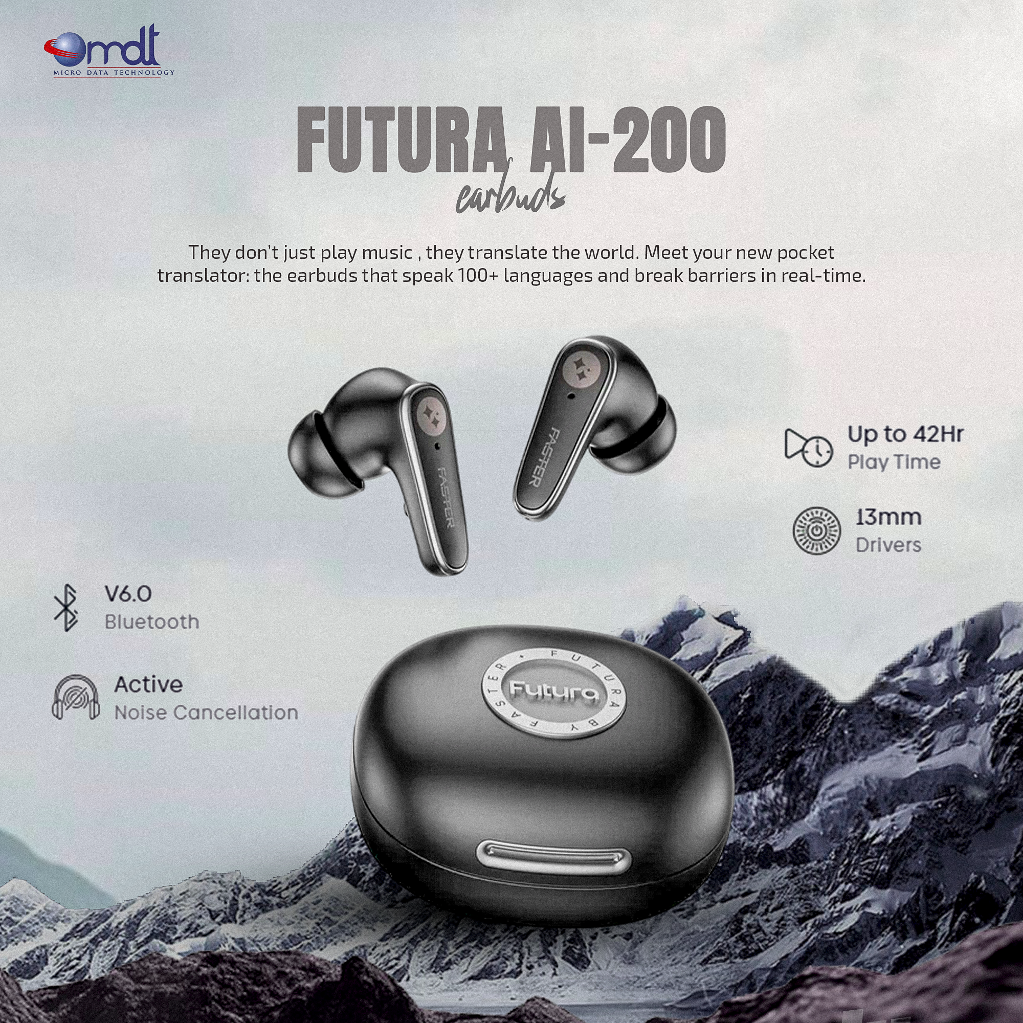 FASTER-Futura-Ai-200-ANC+ENC-Wireless-Earbuds