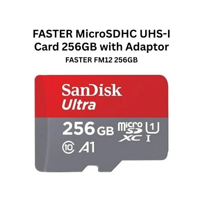 FASTER FM12 Ultra Flash MicroSDHC UHS-I Card 256GB 90mbps with Adaptor
