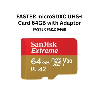 FASTER FM12 Ultra Flash microSDXC UHS-I Card 64GB 90mbps with Adaptor