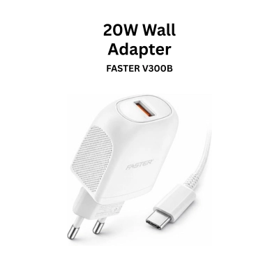 FASTER V300B 20W Wall Adapter Lightning (Compact Fast Charger, 100cm Cable)