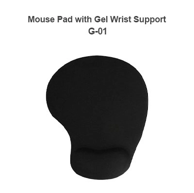 Mouse Pad with Gel Wrist Support (Black)