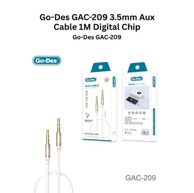 Go-Des GAC-209 3.5mm Male to Male Aux Cable 1M Hi-Fi Digital Chip Audio