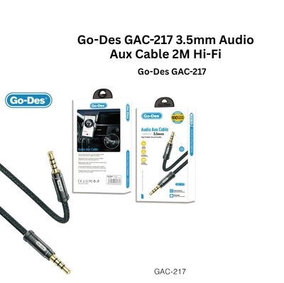 Go-Des GAC-217 3.5mm Audio Aux Cable 2M Hi-Fi Stereo 24K Gold-Plated Braided