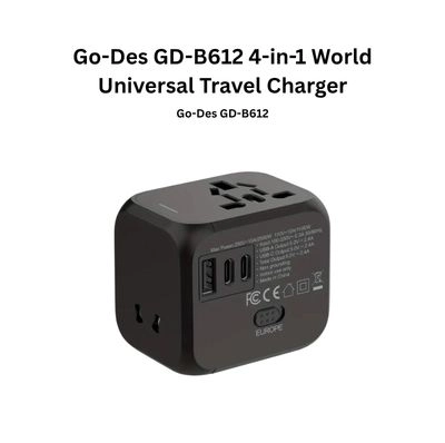 Go-Des GD-B612 4-in-1 World Universal Travel Charger 2xPD 20W USB QC18W 180+ Countries