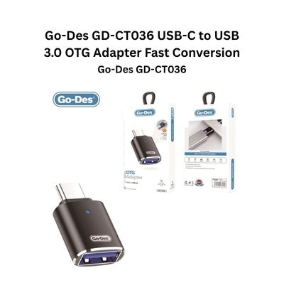 Go-Des GD-CT036 USB-C to USB 3.0 OTG Adapter Fast Conversion (Warning Light)