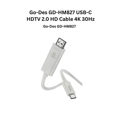 Go-Des GD-HM827 HDTV 2.0 HD Cable Type-C to HDMI 4K 30Hz (Audio-Video Sync, Dual Screen)