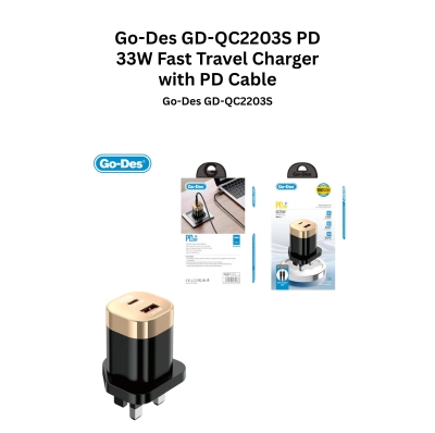 Go-Des GD-QC2203S PD 33W Travel Charger Fast Charging Adapter 2-Ports with PD Cable