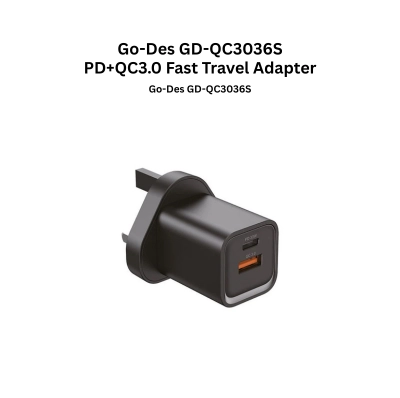 Go-Des GD-QC3036S Travel Adapter Fast Charger PD+QC3.0 2-Ports USB-C 20W