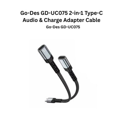 Go-Des GD-UC075 2-in-1 Type-C Audio & Charge Adapter Cable Support PD 60W