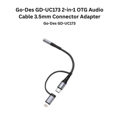 Go-Des GD-UC173 2-in-1 OTG Audio Cable 3.5mm Connector Adapter Plug and Play