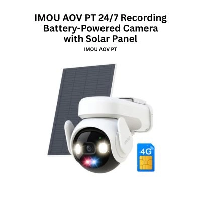Imou AOV PT 5MP 3K Battery-Powered Camera with Solar Panel 4G LTE 24/7