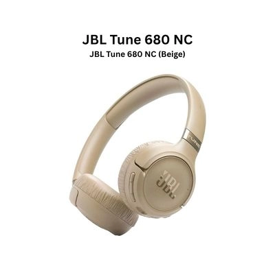 JBL Tune 680NC Wireless Headphones - Pure Bass Noise Cancelling (White/Beige)