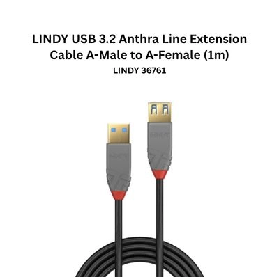 Lindy USB 3.2 Anthra Line USB-A Male to A Female Extension Cable 1m