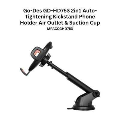 Go-Des GD-HD753 2in1 Auto-Tightening Kickstand Phone Holder Air Outlet & Suction Cup