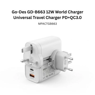 Go-Des GD-B663 12W World Charger Universal Travel Charger PD+QC3.0