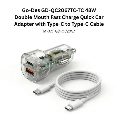 Go-Des GD-QC2067TC-TC 48W Double Mouth Fast Charge Quick Car Adapter with Type-C to Type-C Cable