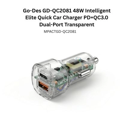 Go-Des GD-QC2081 48W Intelligent Elite Quick Car Charger PD+QC3.0 Dual-Port Transparent