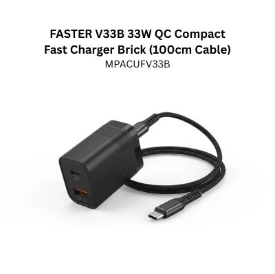 FASTER V33B 33W QC Compact Fast Charger Brick (100cm Cable)