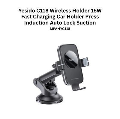 Yesido C118 Wireless Holder 15W Fast Charging Car Holder Press Induction Auto Lock Suction