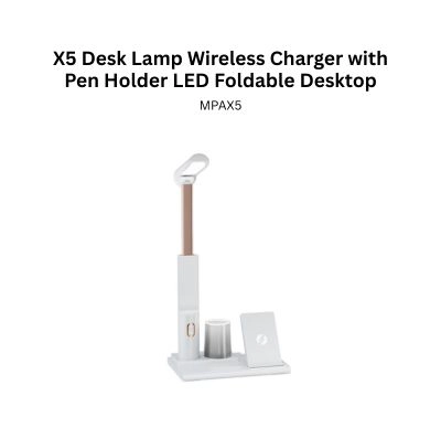 X5 Desk Lamp Wireless Charger with Pen Holder LED Foldable Desktop