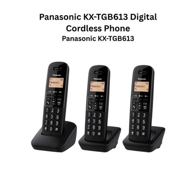 Panasonic KX-TGB613 Digital Cordless Phone Triple Set Call Block Key 50 Contacts (Black)