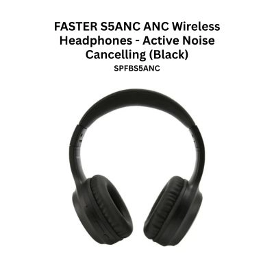 FASTER S5ANC ANC Wireless Headphones - Active Noise Cancelling (Black)