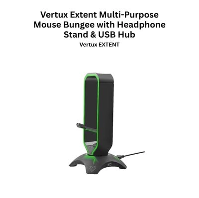Vertux Extent Multi-Purpose Mouse Bungee with Headphone Stand & USB Hub LED