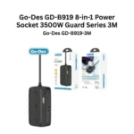 Go-Des GD-B919 8-in-1 Power Socket 3500W Guard Series 3M (3 UK Sockets, 2PD 20W, 3USB, Anti-static)