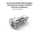 Go-Des GD-QC2081 48W Intelligent Elite Quick Car Charger PD+QC3.0 Dual-Port Transparent